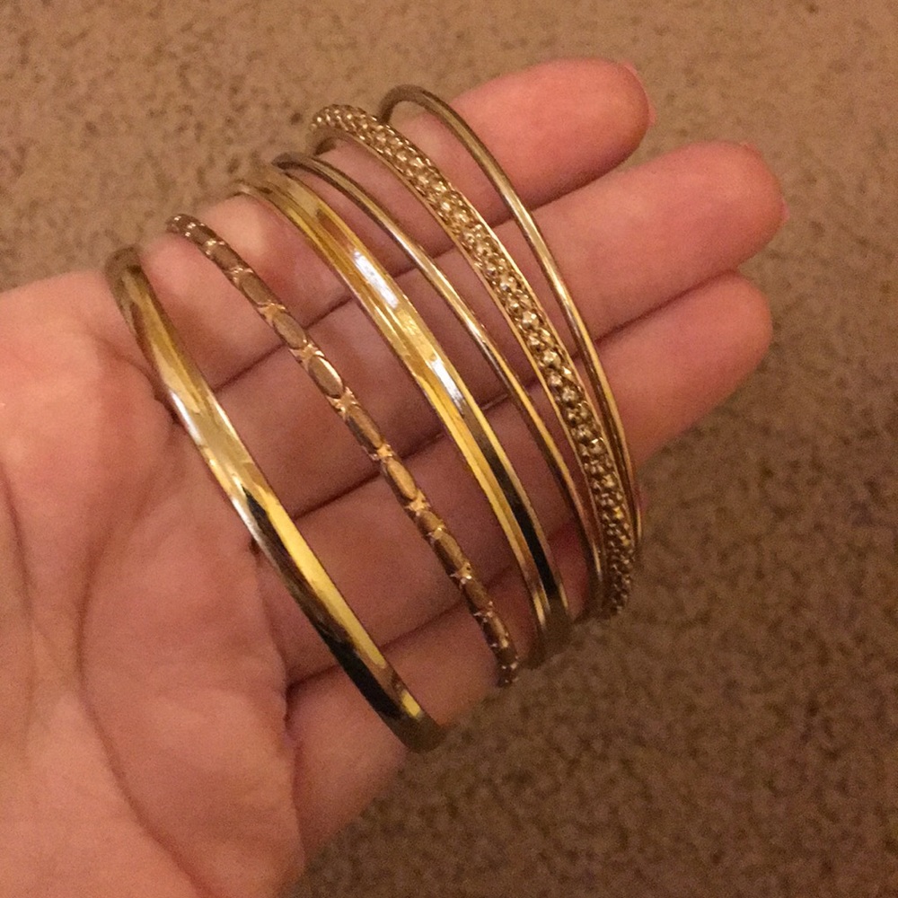 Set of 6 Gold Bangle Bracelets